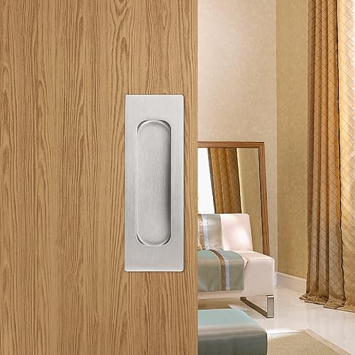 Miniatura 5 de Fashion Furniture Direct Paquete de 20 tiradores de acero inoxidable empotrables de níquel manchado para puerta, con bolsillo empotrado,