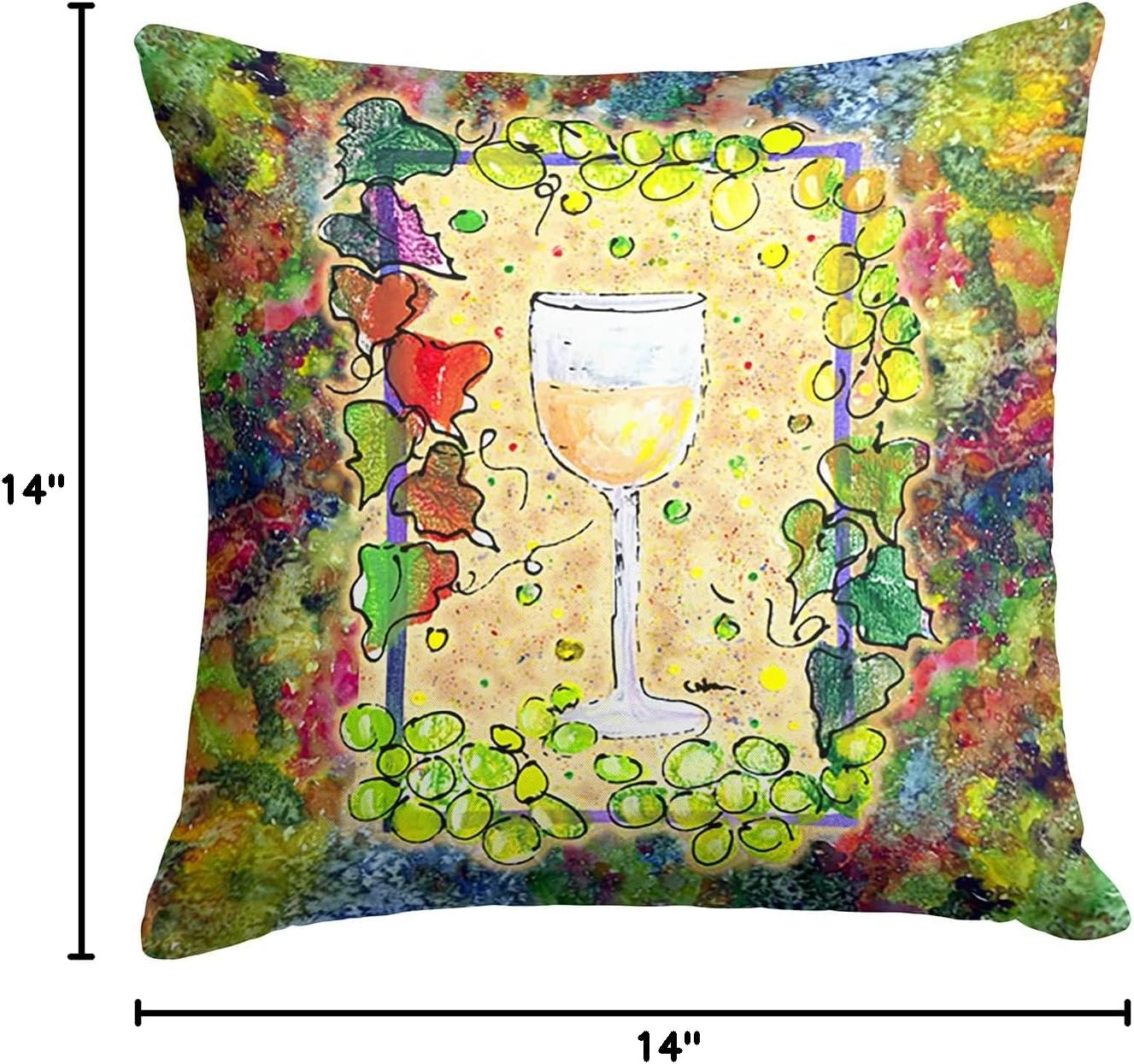 Caroline's Treasures 8617PW1414 Wine Fabric Decorative Pillow Machine Washable, Indoor Outdoor Decorative Pillow for Couch, Bed or Patio, 14Hx14W