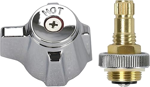 Leyso Kit de mango de perilla caliente con vástago para grifo de fregadero de mano ABC de 4 pulgadas