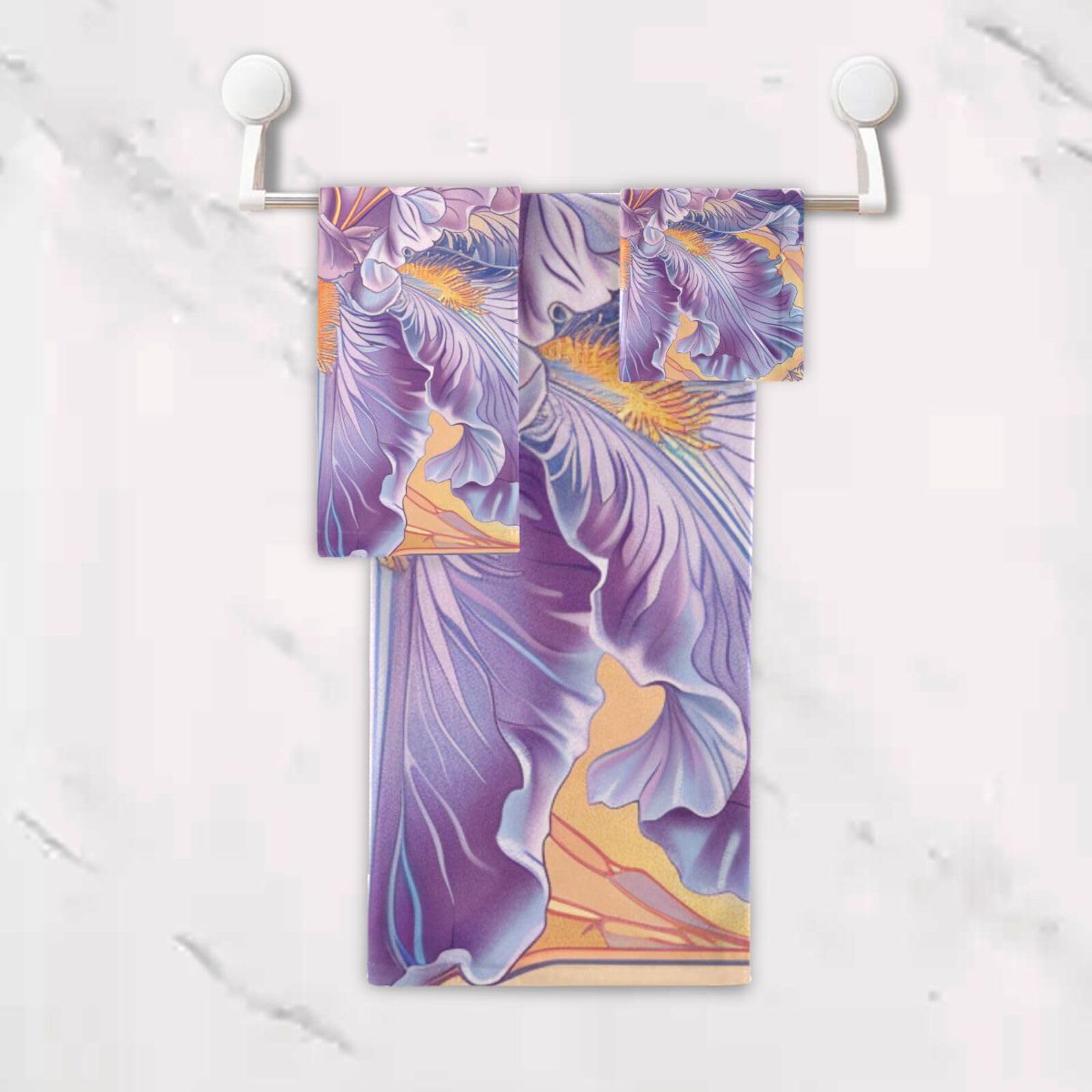 Set di 3 asciugamani morbidi in stile bohémien con fiori e fiori, 1 asciugamano da bagno, 1 asciugamano per mani, 1 panno per la casa, cucina e famiglia