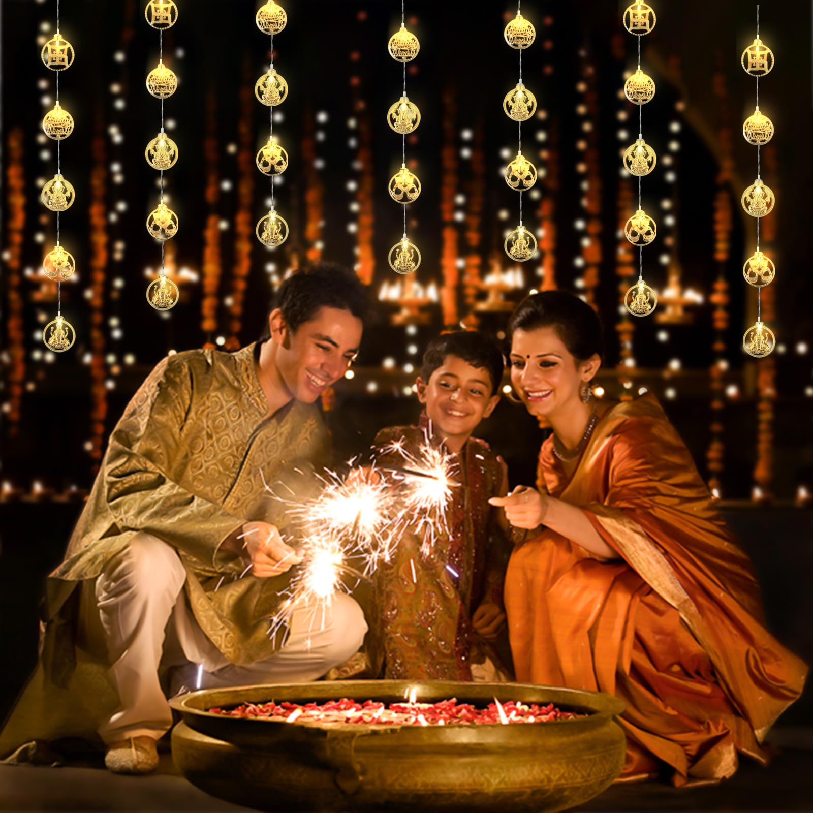 Diwali String Lights,9.8FT 20 LED Diya Fairy Lights,Diwali Decoration Items for Diwali Party Home Indoor Outdoor Decor (Warm-White - Image 4