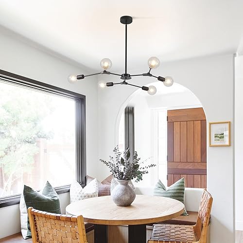 Miniatura 50 de KCO Lighting Modern Sputnik - Lámpara colgante de latón cepillado, lámpara industrial empotrada, lámpara colgante ajustable para sala de estar