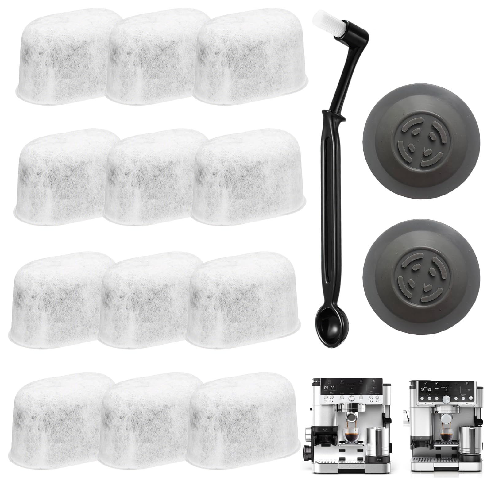 Aiyraa 12 Pack Water Filter Inserts & Cleaning Coffee Brush and Backflush Disc, Filters Replacement with Coffee Machine Cleaning Kit for Ninja Luxe Cafe