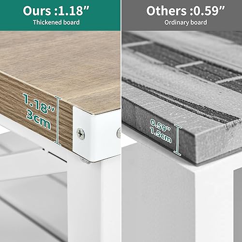 Miniatura 6 de YITAHOME Mesa de centro de granja, mesa de centro cuadrada para sala de estar, mesa de sala de estar vintage con estante, mesa de centro con