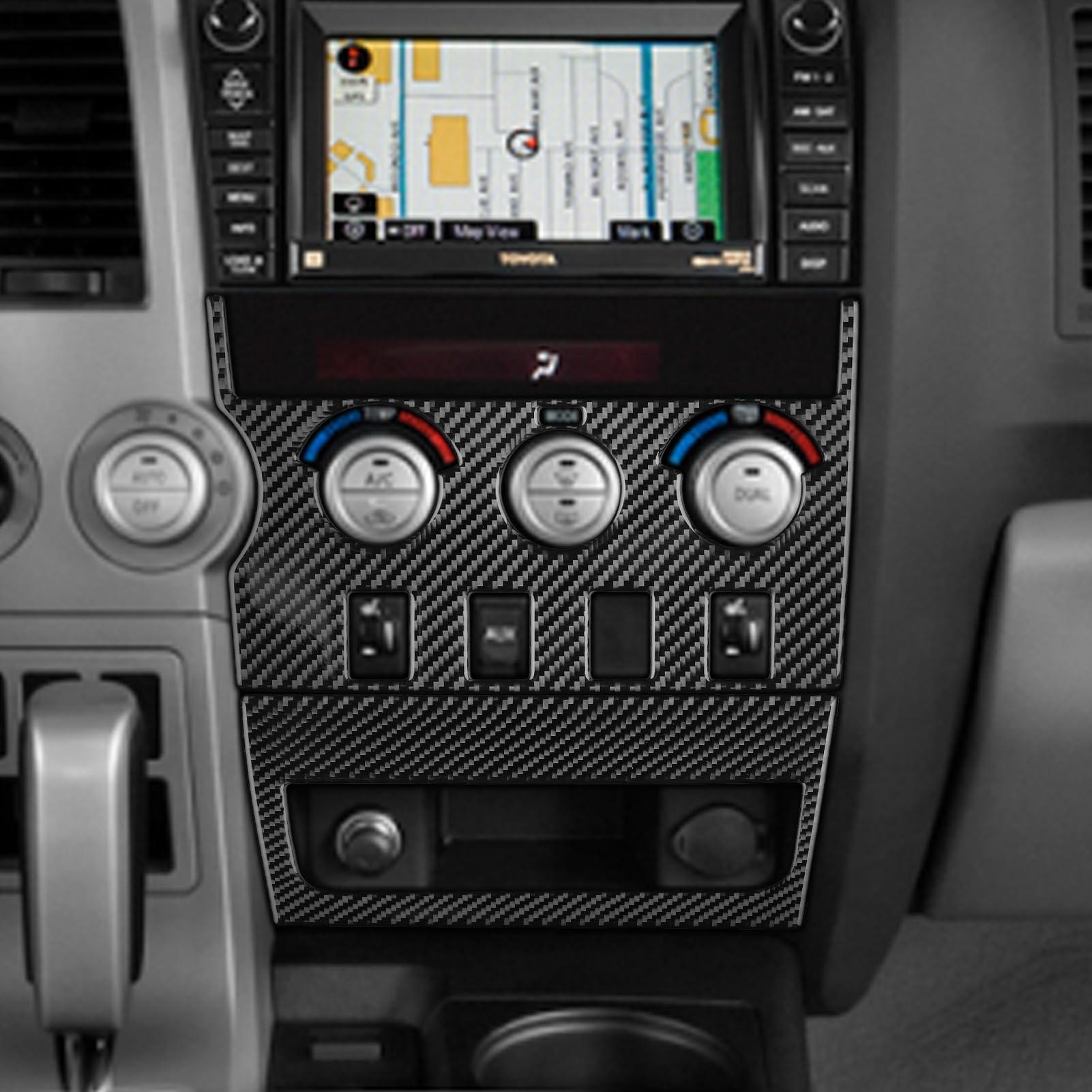 Car Interior Accessories Center Air Conditioning Control Panel Carbon Fiber Trim Sticker Compatible with Toyota Tundra 2007 2008 2009 2010 2011 2012 2013