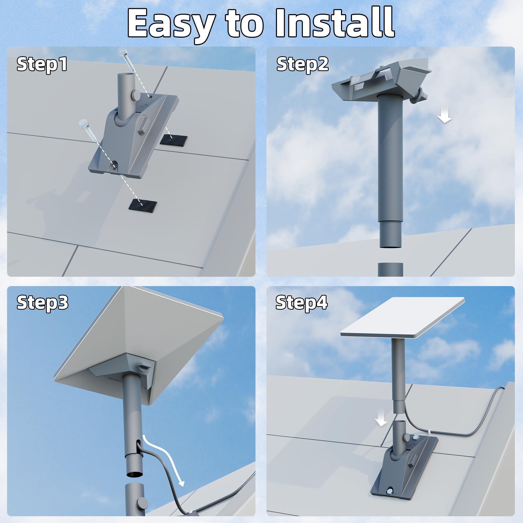 Joinfworld Starlink Mini Supporto,Supporto Antenna Starlink | Supporto Starlink Mini per Balcone, Supporto Starlink Mini per Tetto, Angolo di Inclinazione Regolabile di 90°