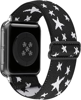 Adjustable Stretchy Solo Loop Nylon Strap Compatible with Apple Watch Elastic Band 38mm 40mm 41mm 42mm 44mm 45mm iWatch Series SE/7/6/5/4/3/2/1