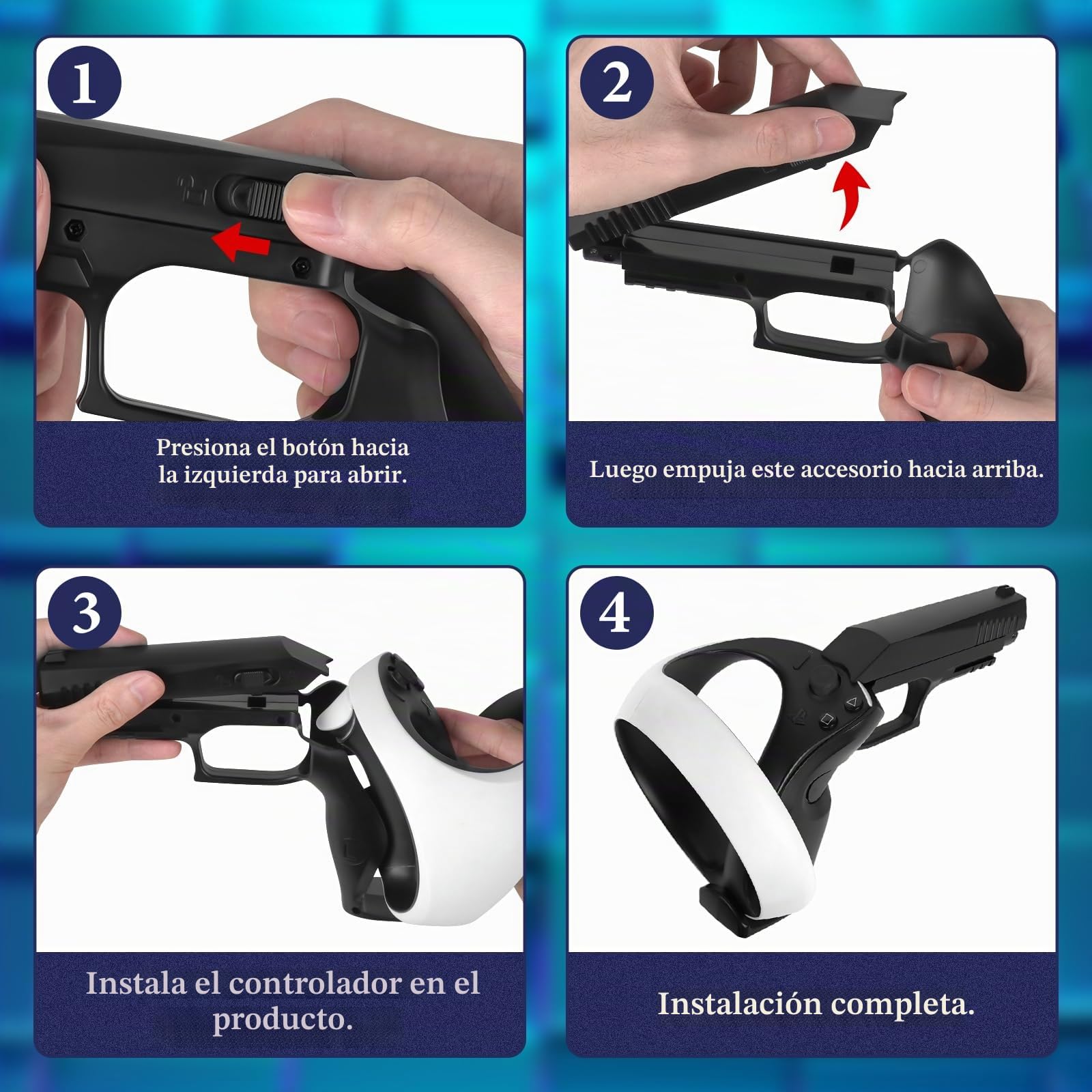 Geekria Funda para Controlador de Pistola de Juegos de Realidad Virtual Compatible con PSVR 2, Soporte de Disparo, Accesorios para Mango de Juego de Disparos de Realidad Virtual (1 par)