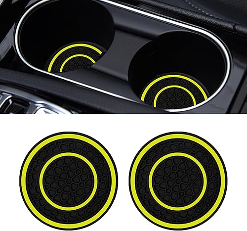 Miniatura 7 de 2PCS Car Cup Holder Coasters, 3D Honeycomb Line Anti-Slip Silicone Cup Holder Decoration, 2.75" Console Cup Holder Insert Insulation Mats, Universal