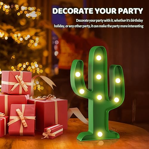 Miniatura 5 de Decoración de Cactus Verde, Decoraciones de Fiesta Mexicana, Luz Nocturna de Cactus Alimentada por Batería para Niños, Decoración Occidental