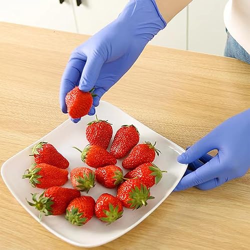 Miniatura 7 de VOS Guantes desechables, guantes de goma de nitrilo sin látex y polvo, resistentes, caja de 100 unidades, seguros para alimentos