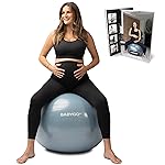 BABYGO Birthing Ball - Pregnancy Yoga Labor & Exercise Ball & Book Set Trimester Targeting, Maternity Physio, Birth & Recovery Plan Included Anti Burst Eco Friendly (Mist, 65cm)