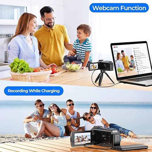 Miniatura 6 de Videocámara 4K 30fps 48MP con visión nocturna IR, 16X zoom digital Cam Corder 3.0 "Rotación de 270° Pantalla táctil Grabadora de video para YouTube