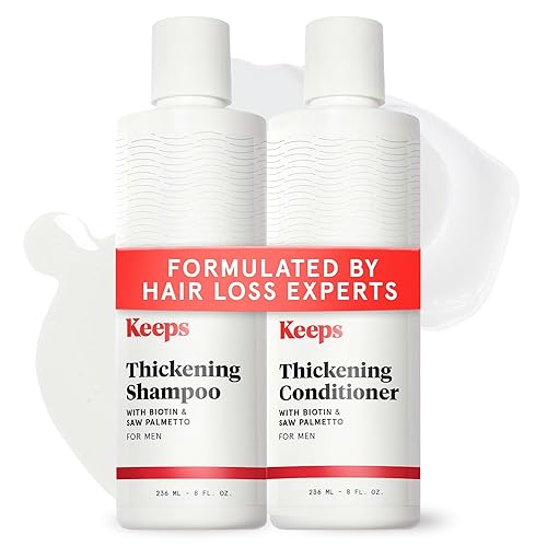 Champú y acondicionador para la pérdida de cabello de Keeps para hombres con biotina - Productos anti-adelgazamiento y crecimiento del cabello para