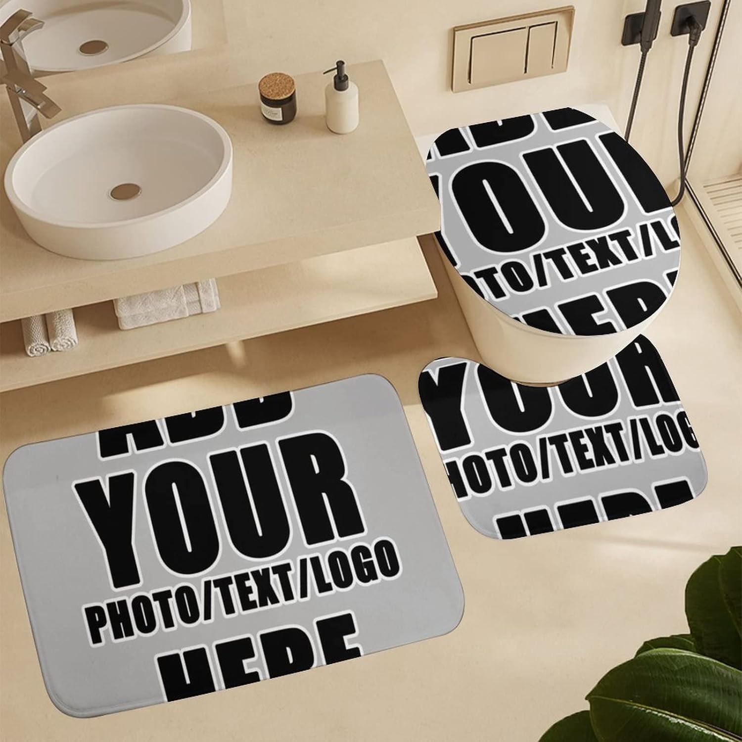 NALAHOME Custom Bathroom Sets with Shower Curtain and Rugs Waterproof Fabric Bath Curtains with Your Photo Text Logo Accessories for Home Bathroom Decor Style06