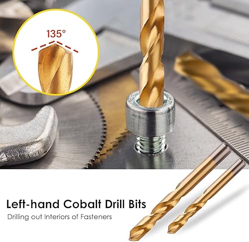 Miniatura 6 de Topec Kit extractor de pernos, 29 piezas extractor de tornillos y juego de brocas para mano izquierda, enchufe removedor de tuercas peladas fácil de