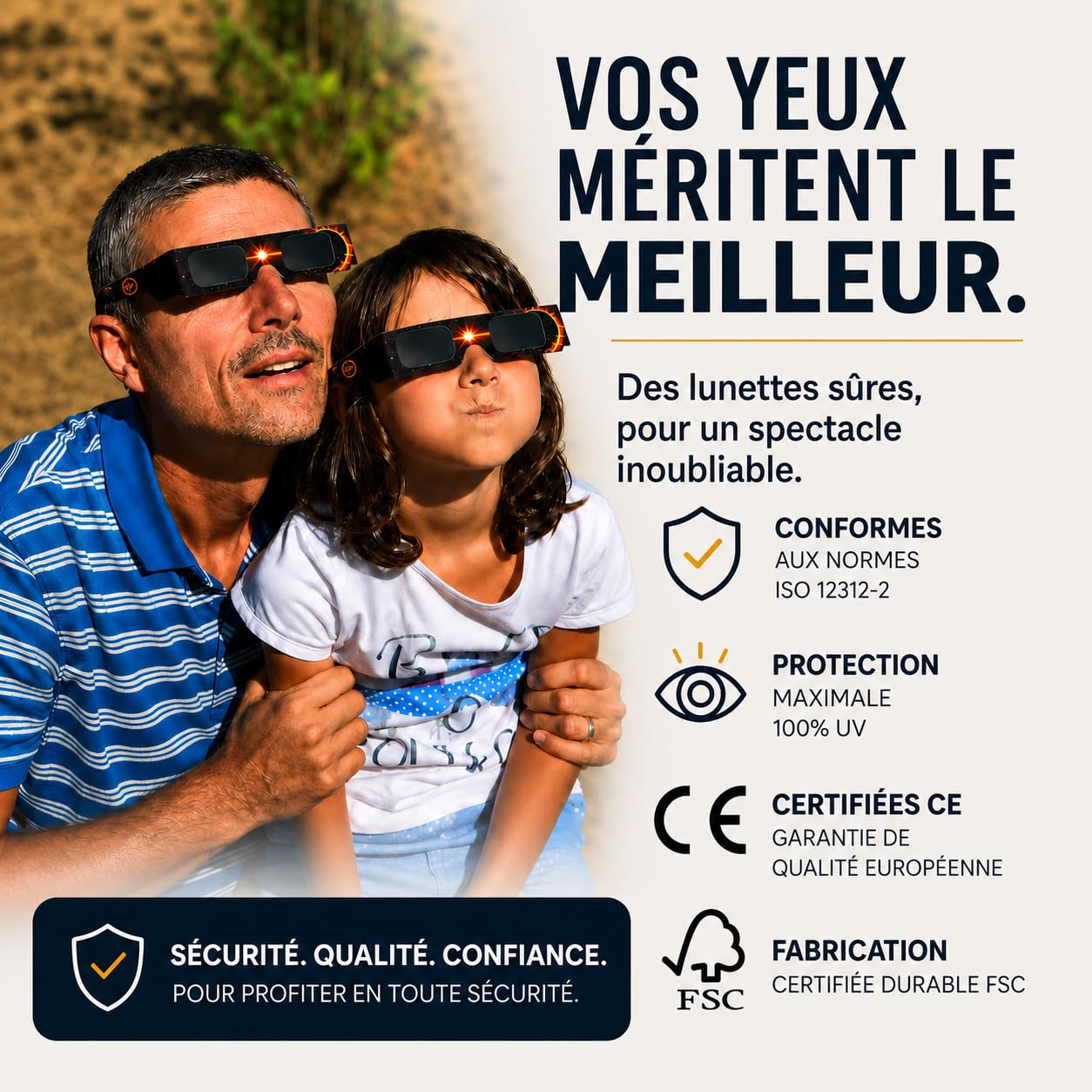 Paddi Gafas Eclipse Solar - [Pack de 1/2/3/6] - Estándar Europeo - Cartón Durable FSC