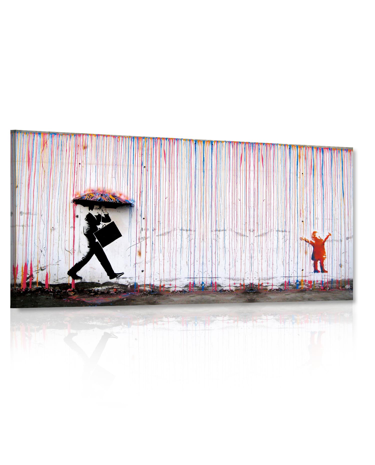 Amazon.com: Banksy Canvas Wall Art: Colorful Rain Graffiti Poster