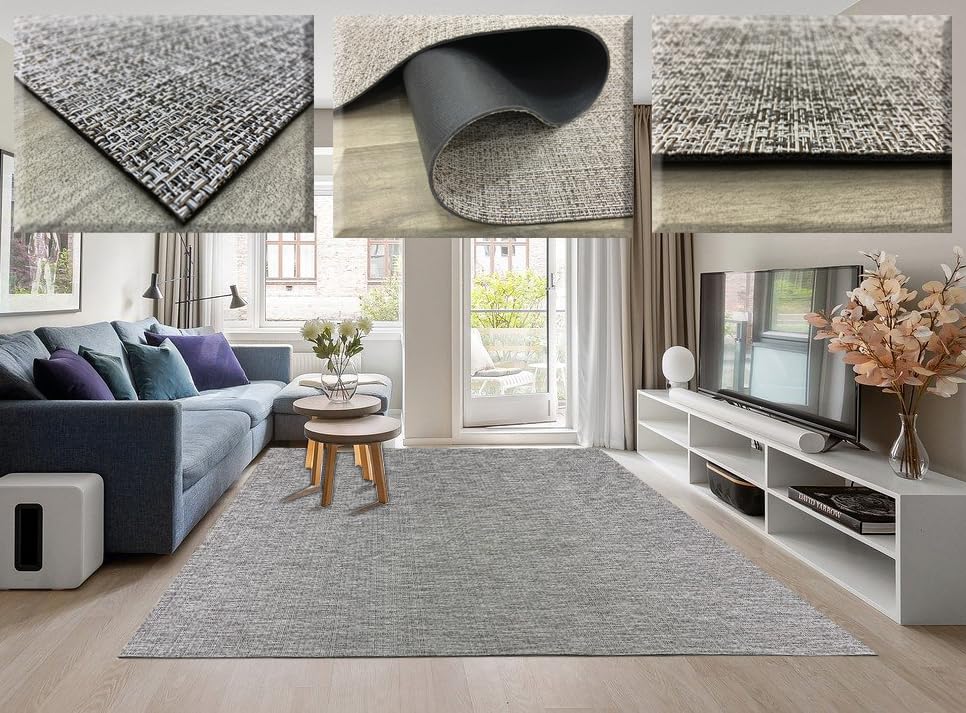 Tadi & Imperio1979 Alfombra Vinilica Trenzada para salón de 200x250 - Alfombra Cocina Lavable - Alfombra Exterior - Alfombra Cocina - Alfombra Vinilica Cocina - Alfombra Pasillo