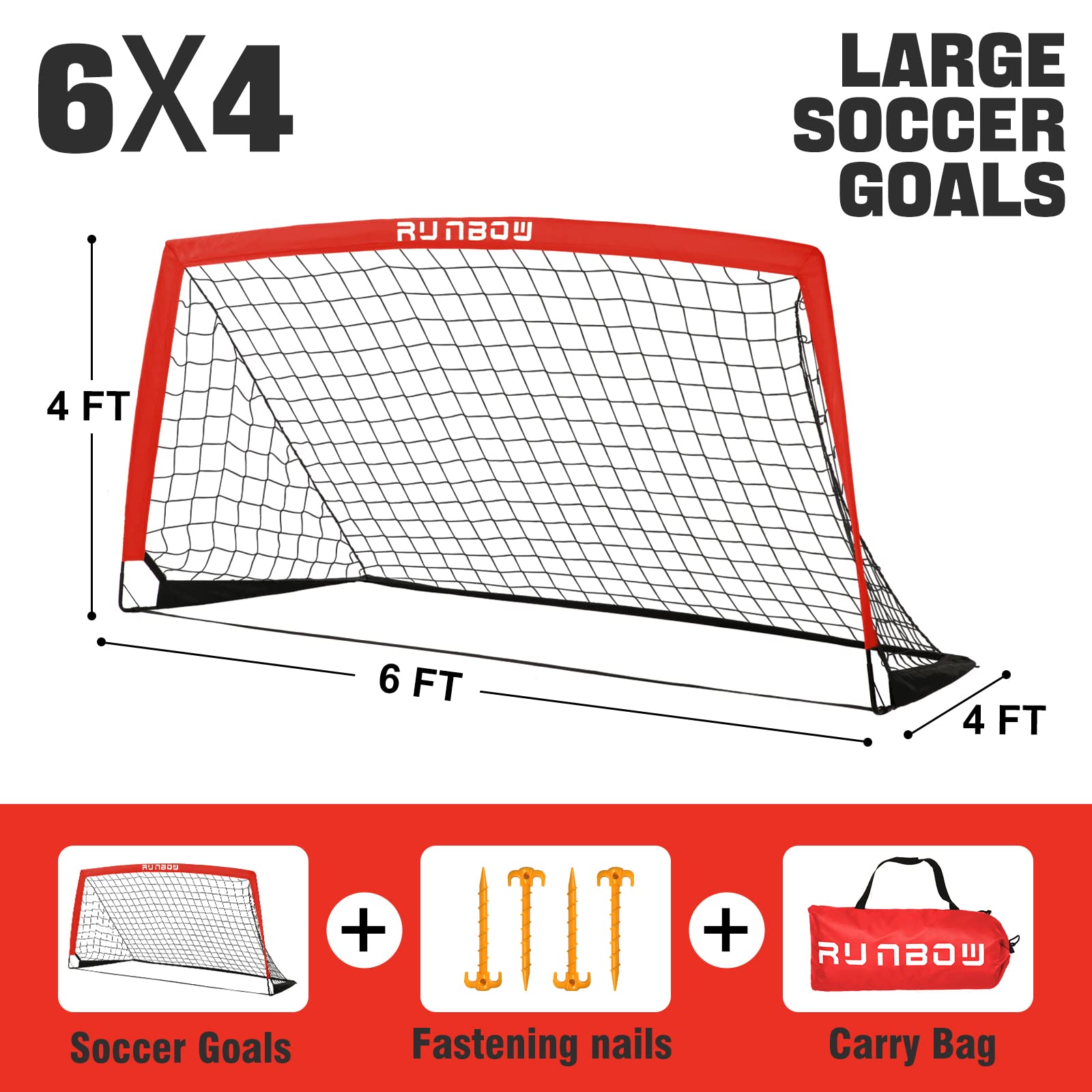 Porta da calcio per bambini da 1,8 x 1,2 m, con borsa per il trasporto, rete da calcio pieghevole portatile per allenamento in cortile, uso interno/esterno, per giovani e adulti