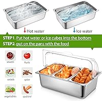 Vista 5 de Paquete de 2 recipientes de exhibición de alimentos para encimera, bandeja de servir alimentos de acero inoxidable, dispensador de condimentos