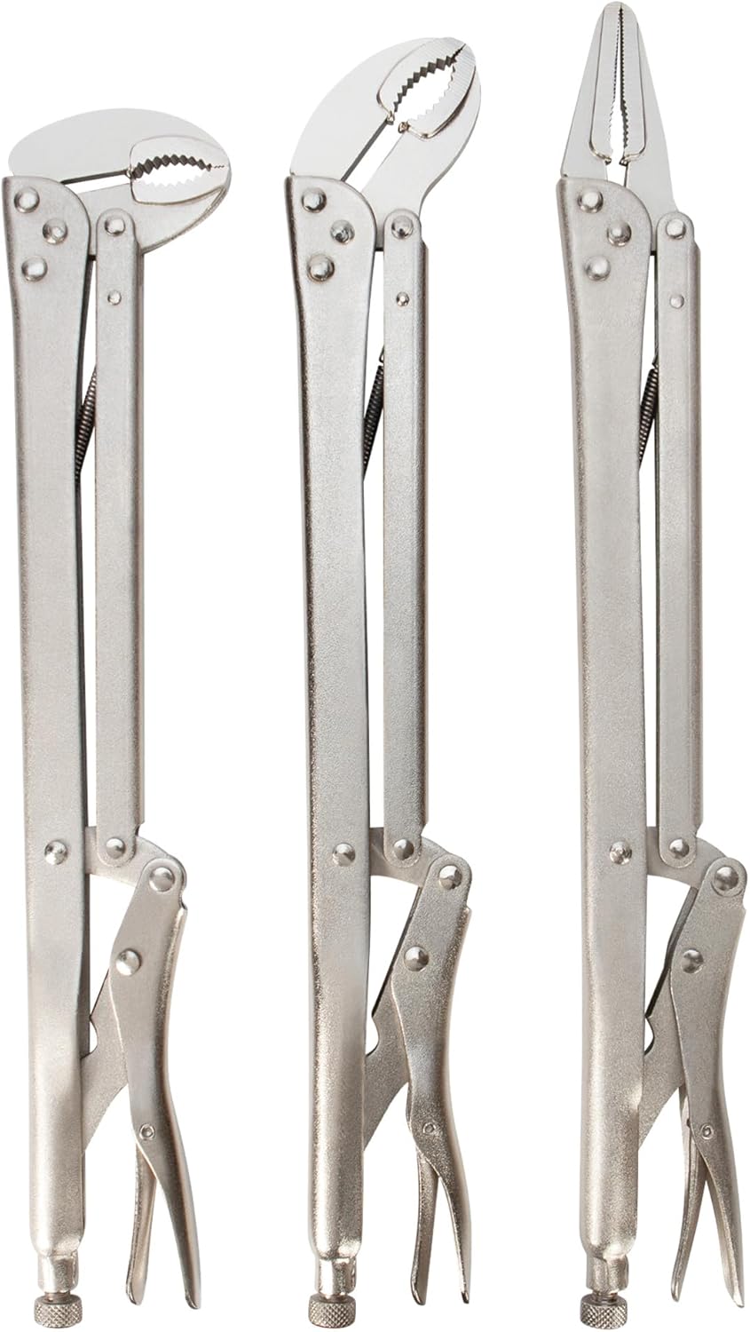 Performance Tool W30711 15-Inch Extended Reach Plier Set with Corrosion Resistant Finish and Adjustable Thumb Screw