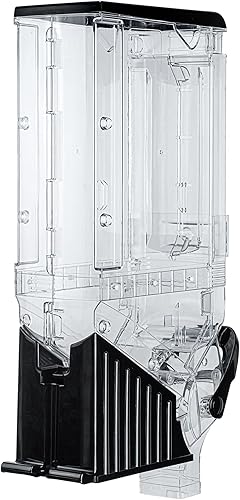 Miniatura 10 de Restaurantware Dispensador de cereales de plástico de 5 galones de plástico dispensador de caramelos, alimentos secos negros con soporte para