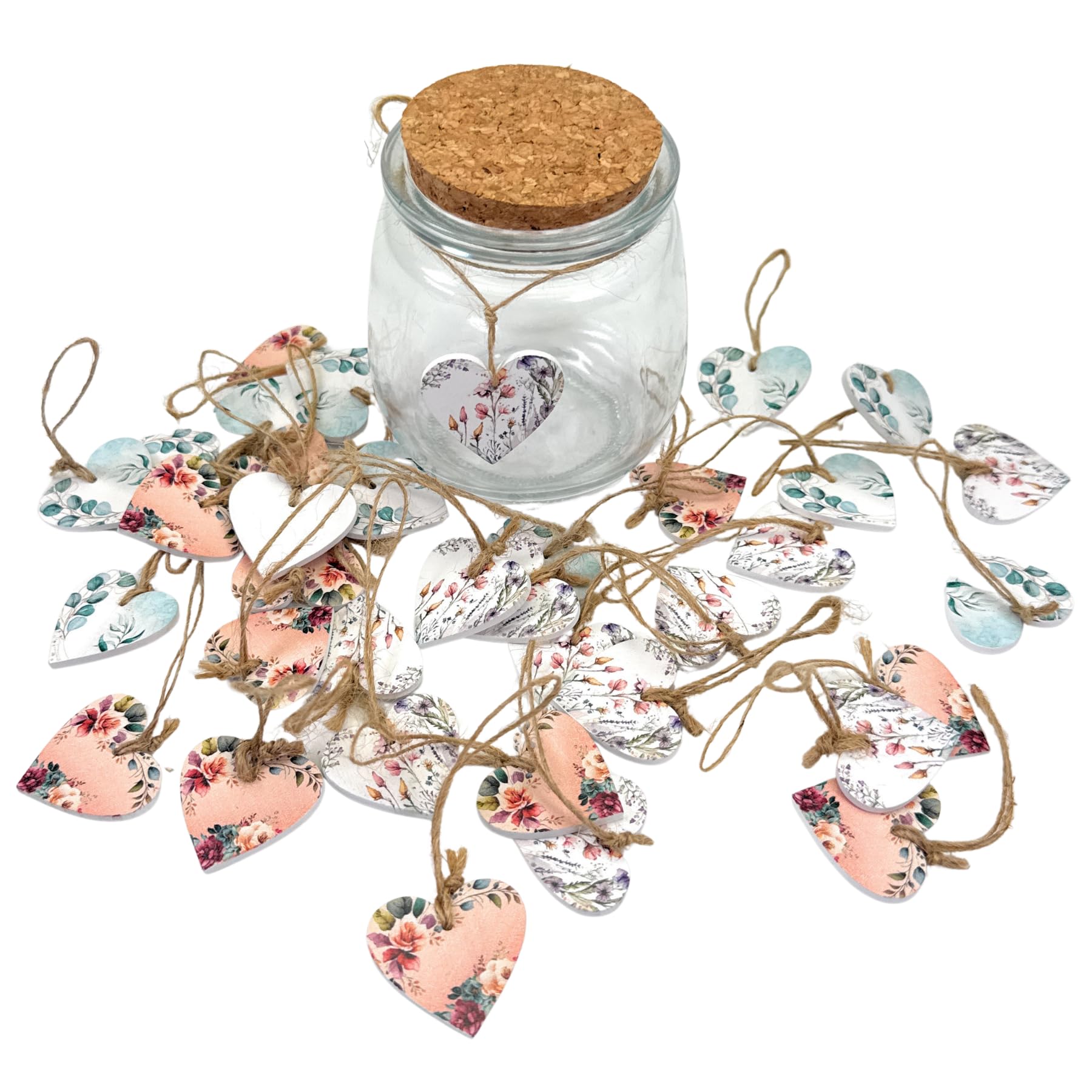 Cœurs en bois pour cadeau personnalisé et étiquettes de fête en liège