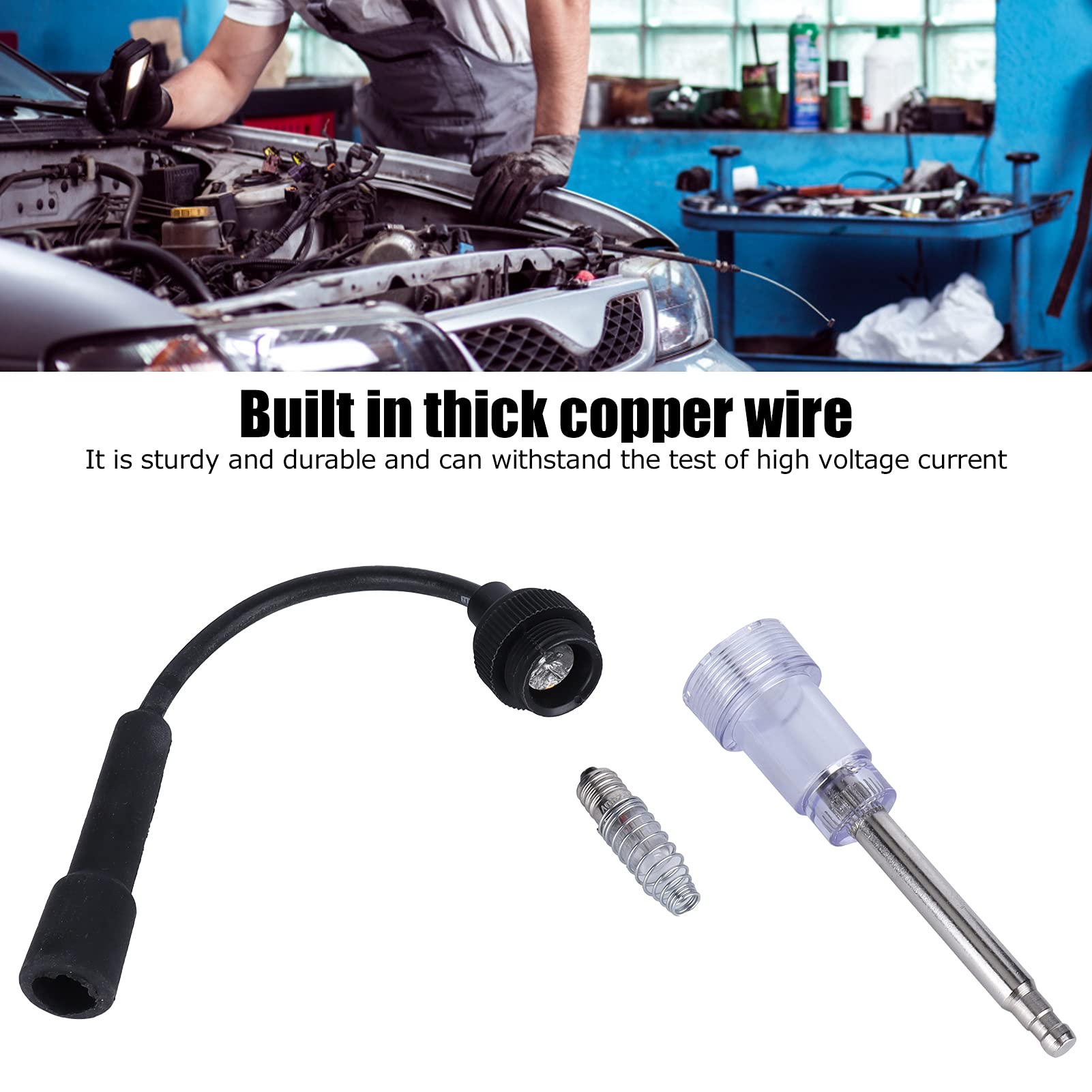 Ignition Coil Tester, Spark Tester Straight Boot Engine Ignition Tester Universal Coil on Ignition Spark Circuit Tester for Automotive, Car, Lawnmower, Motorcycles, Inter
