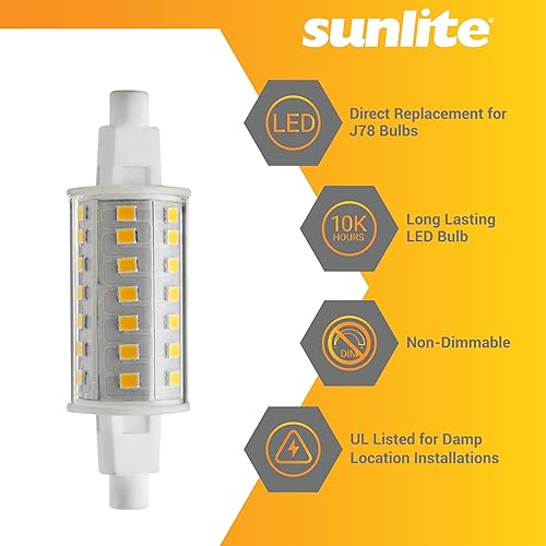 Miniatura 3 de Sunlite 81017-SU - Bombilla LED T8 de doble extremo (R7s) 3.071 in, 4.5 vatios (equivalente a halógeno de 40 W), 460 lúmenes, certificación UL,