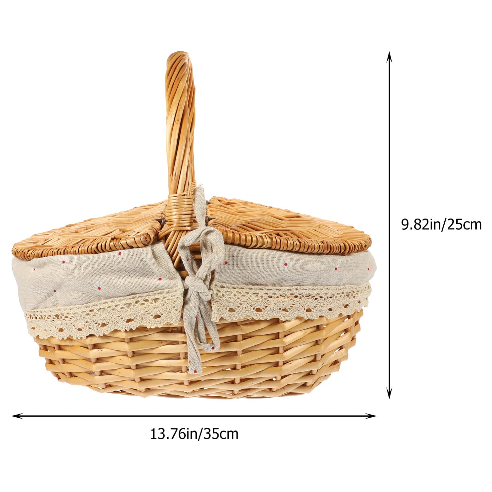 Toddmomy Flechtkorb Mit Deckel Und Griff Rattan Picknickkorb 13.8X9.8X6.7 Zoll Vielseitiger Aufbewahrungskorb Für Obst Brot Und Haushaltsgegenstände Ideal Für Picknick Und Garten
