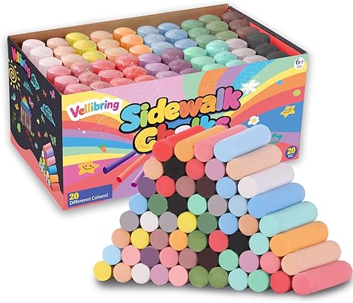 Miniatura 1 de Juego de 60 tizas para acera lavables de colores gigantes, 20 colores para estudiantes, adolescentes, suministros escolares, entrada y parque