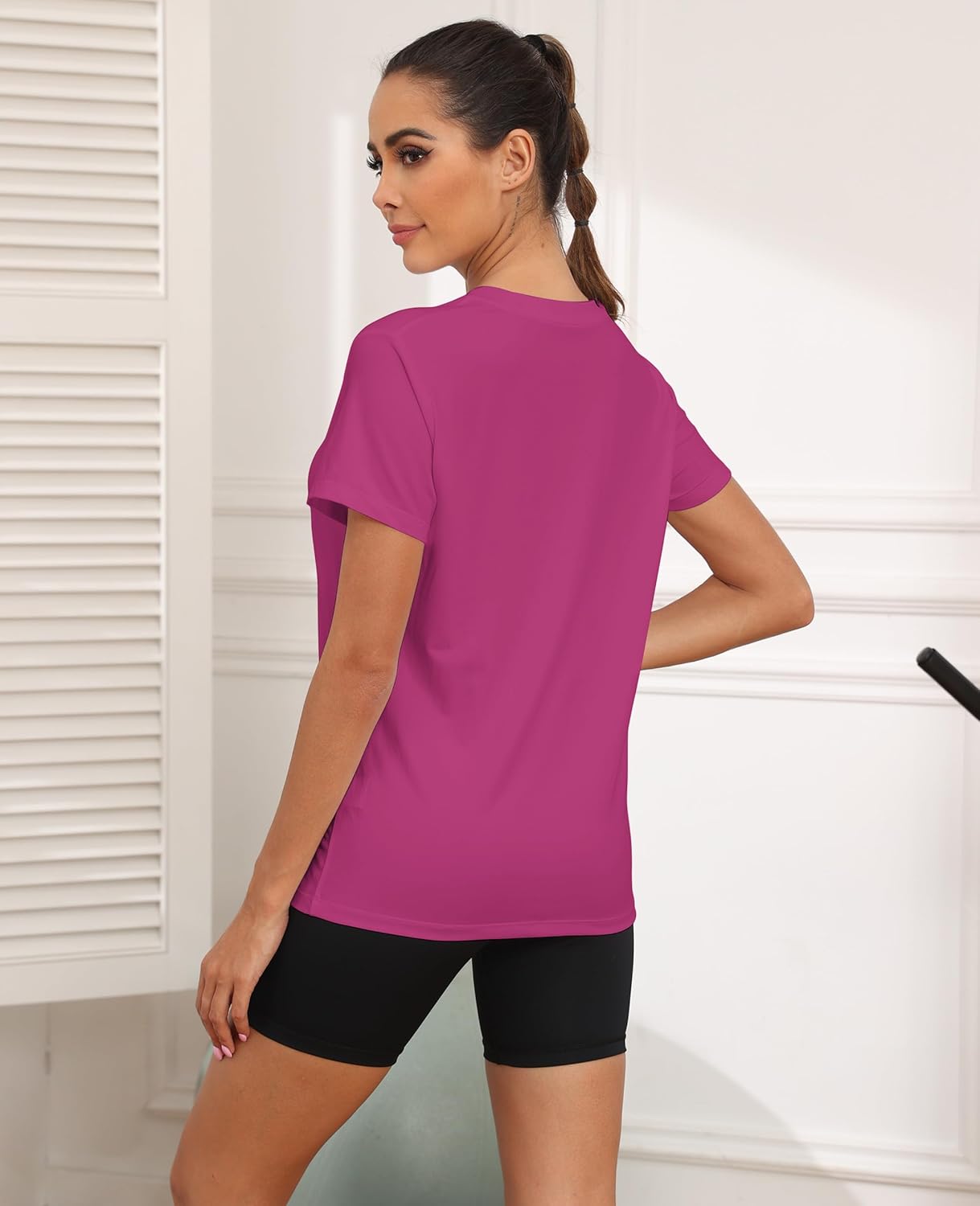 KevaMolly Workout Tops for Women UPF50+ Breathable Loose Fit Yoga T Shirts Short Sleeve Running Gym Athletic Tee Top - Image 4