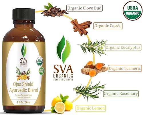 Miniatura 5 de SVA Organics Ojas Shield Blend - 1 onza líquida - Aceite orgánico 100% natural - para difusor, aromaterapia, cuidado del cabello, cara, cuidado de