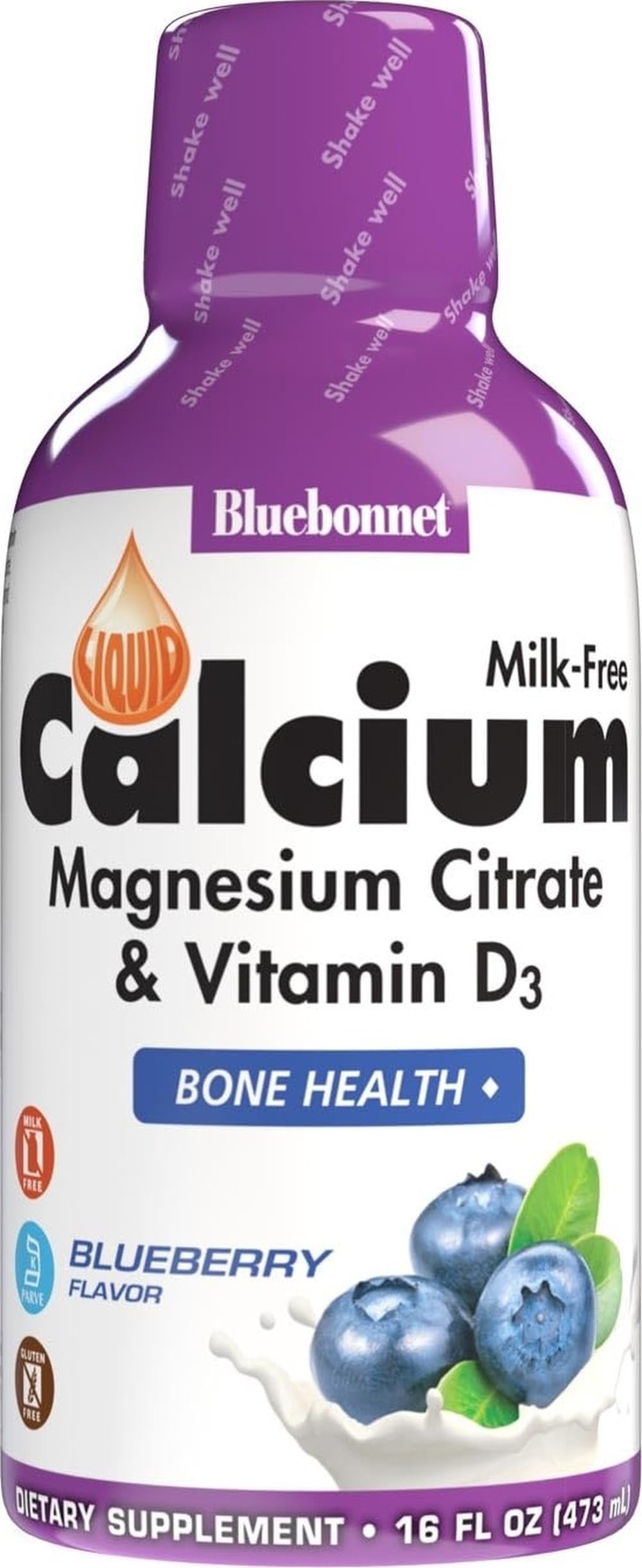 Bluebonnet Nutrition Liquid Calcium Citrate Magnesium Citrate, Vitamin D3, Bone Health, Gluten Free, Soy free, milk free, kosher,32 Servings, Blueberry Flavor, 16 Fl Oz (Pack of 1) Blueberry 16 Fl Oz (Pack of 1)