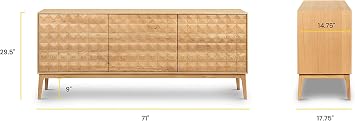 Poly & BARK Abbie Sideboard in Oak Modern Storage Cabinet with Spacious Interior Storage, Oak Wood Finish, Contemporary Buffet Cabinet, and Living Room Furniture