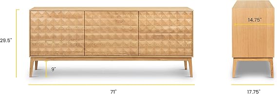 Poly & BARK Abbie Sideboard in Oak Modern Storage Cabinet with Spacious Interior Storage, Oak Wood Finish, Contemporary Buffet Cabinet, and Living Room Furniture