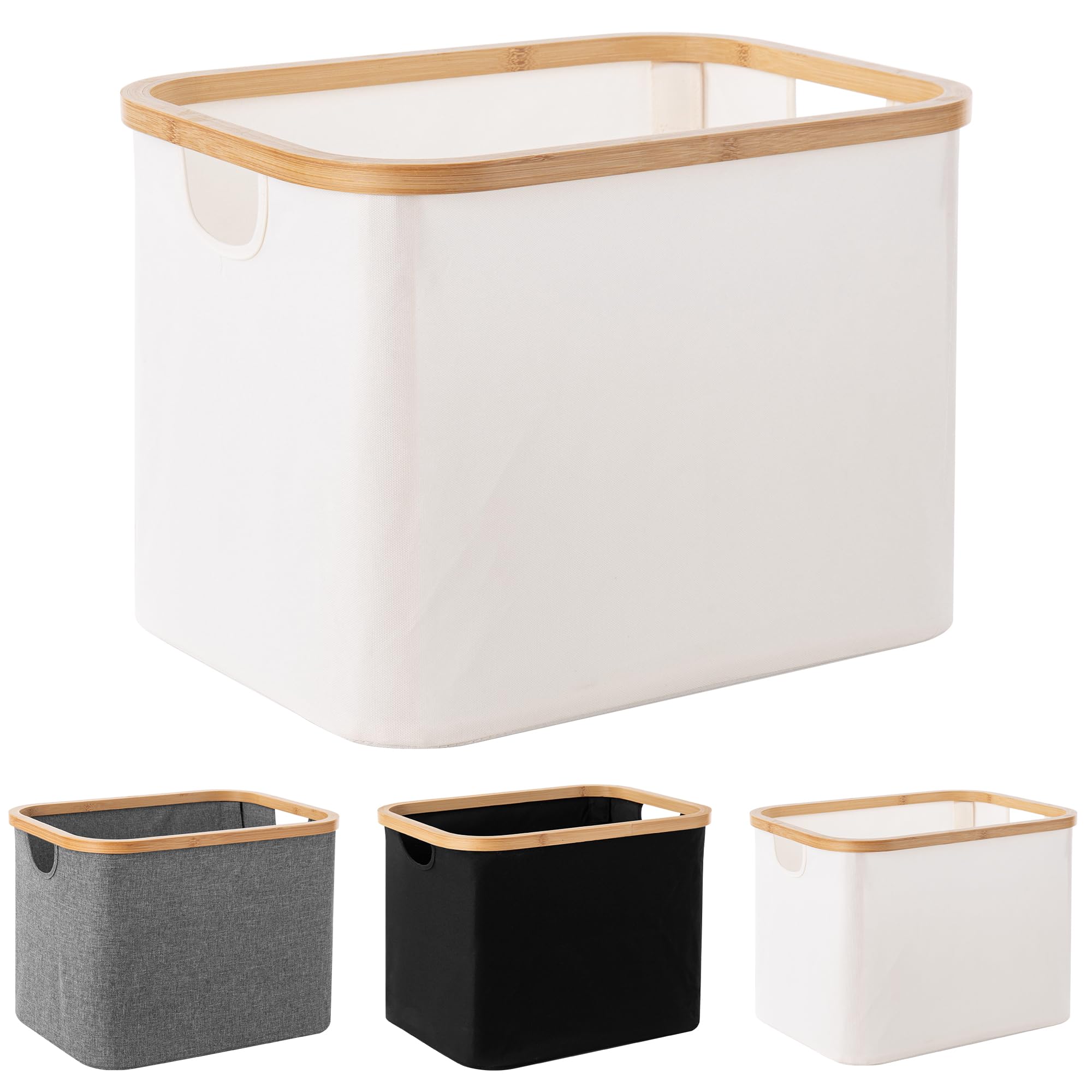 Woodluv Beige Foldable Laundry Baskets, 36L Laundry Hamper, Foldable Thin Dirty Clothes Hamper For Laundry Collapsible Bin For Bathroom Bedroom,