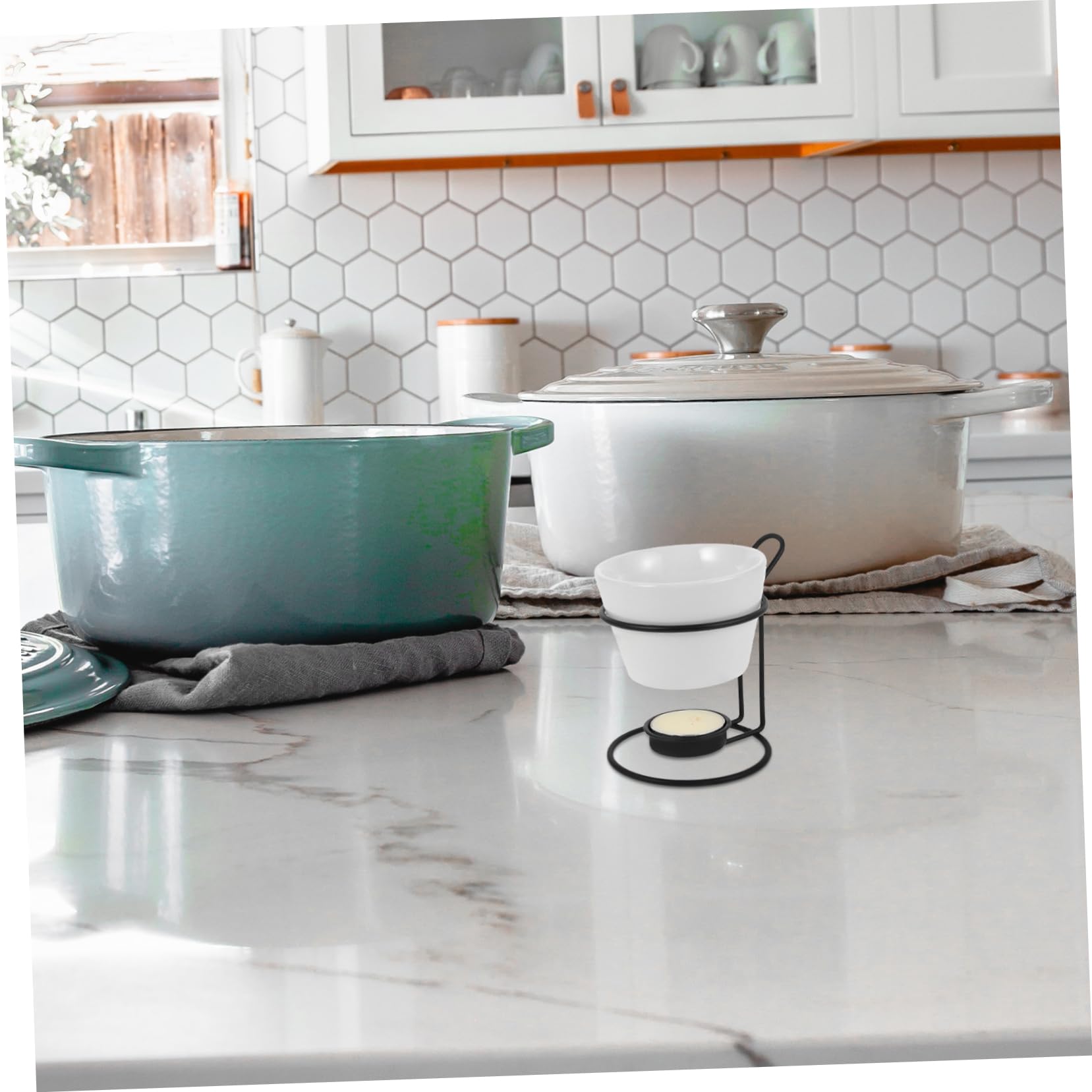 2sets Ceramiche Per Sciogliere Burro e Cioccolato Con Struttura Per Fonduta Di Formaggio e Cioccolato Utensile Pratico Per Cucina