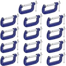 FUNSUEI 14 PCS 2 Inch C Clamp, Heavy Duty Malleable Iron C Clamp with 2 Inch Jaw Opening, 0.85 Inch Throat Depth, G Clamp for Woodworking, Welding, and Building, Blue