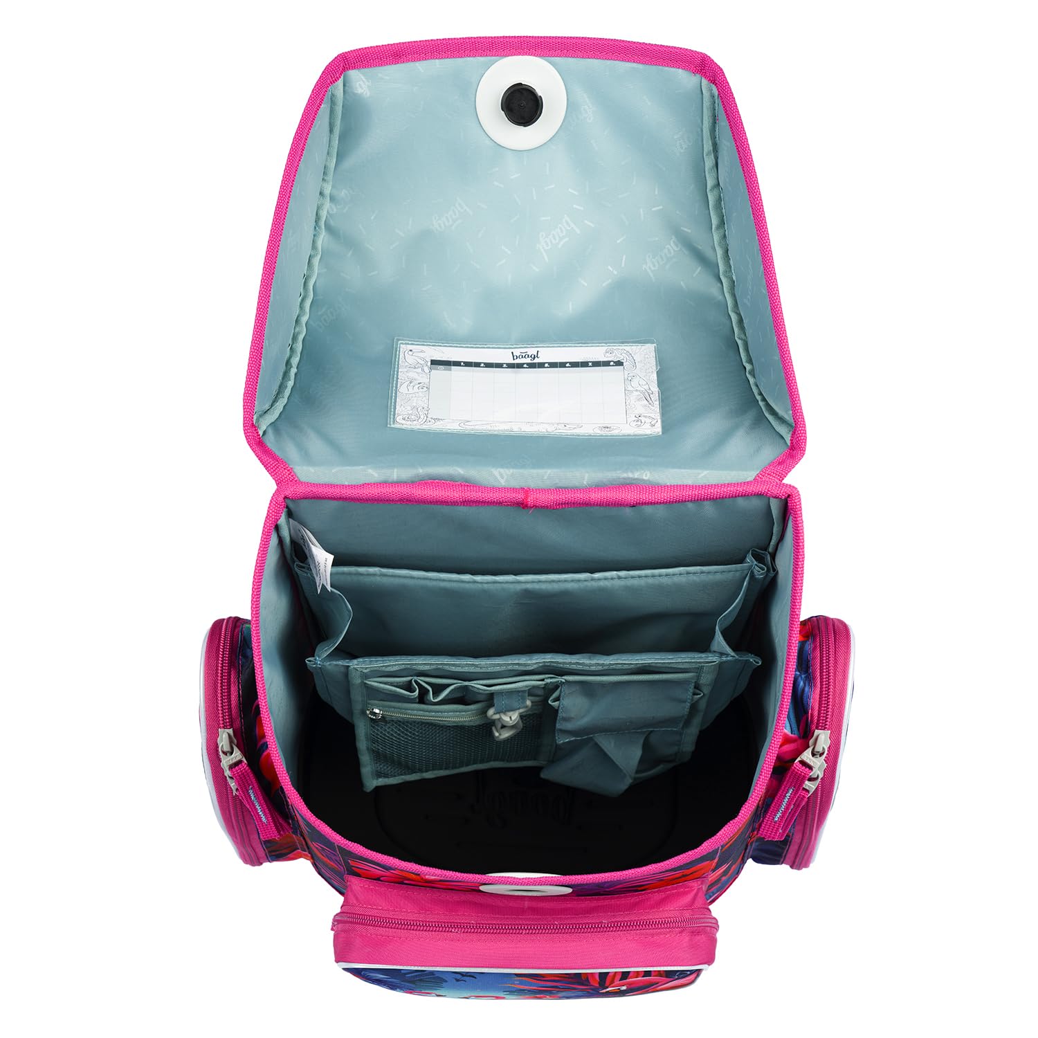 Baagl Juego de 3 mochilas escolares Ergo para 1ª clase, mochila ergonómica para escuela primaria con correa para el pecho, Flamingos, Juego de mochila escolar