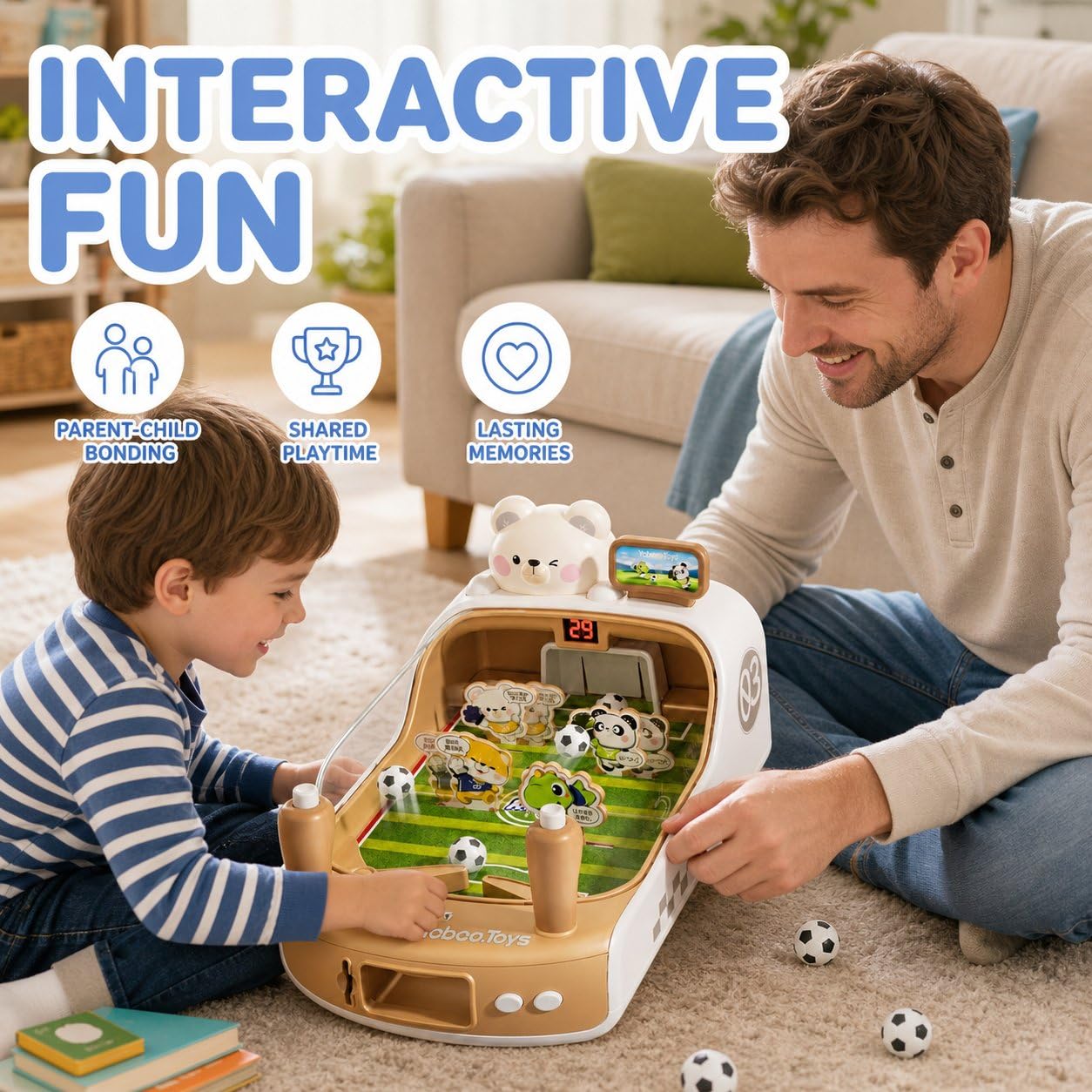 Futbolín Mesa Interactivo Niños - Mini Futbolín Interactivo con Marcador Electrónico - para Regalo