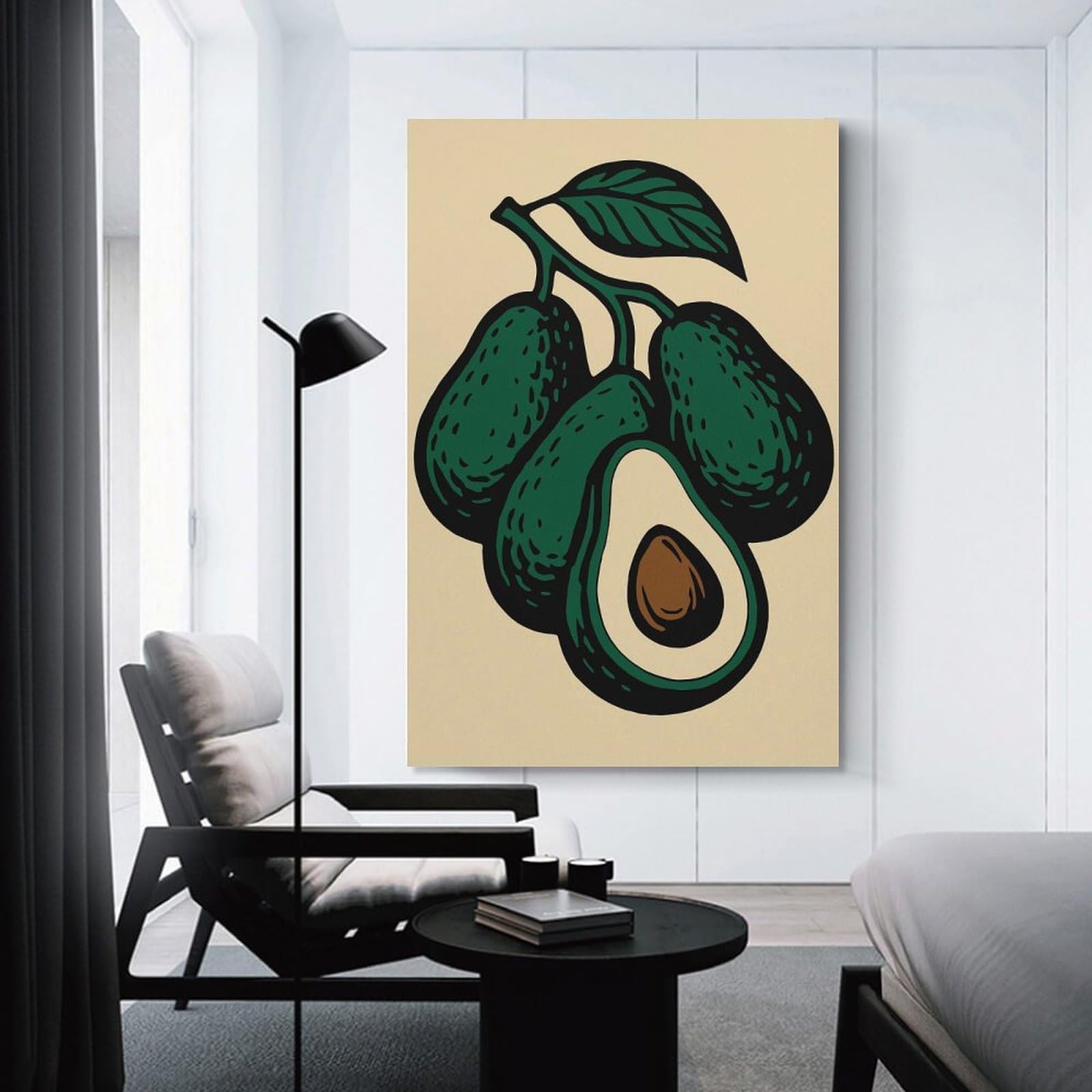 Junmoney Decorative Canvas Print Avocado Branch Illustration, 20x30inch(50x75cm), for Office, Study Or Home Workspace, Decorative Artwork for Productive Spaces