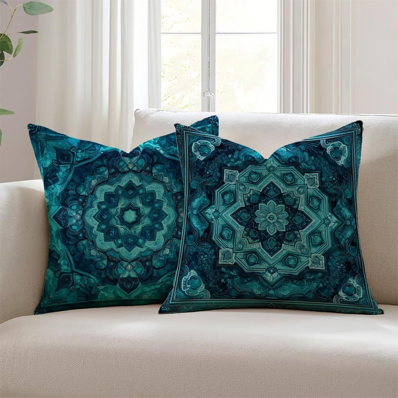 Housse de coussin extérieur imperméable 55x55 rétro lin Lejnlnng pour jardin