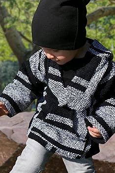 Youth Kids Childrens Mexican Baja Hoodie, Black, Size XX-Small (1