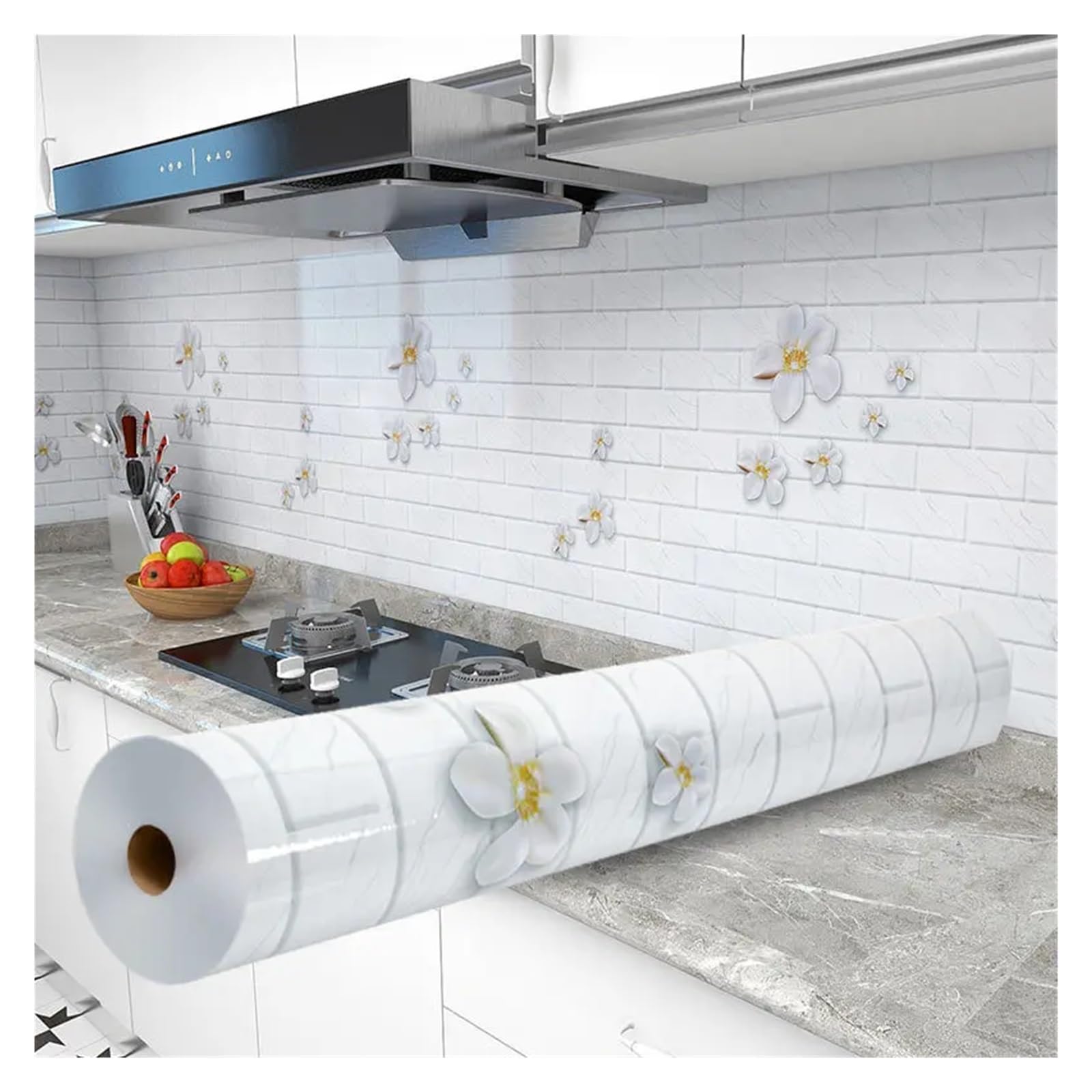Ayztantine Self-Adhesive Wallpaper Kitchen Stove Oil-Proof Sticker Waterproof High Temperature Resistant Wallpapers Decoration(Color 8,1mx60cm)