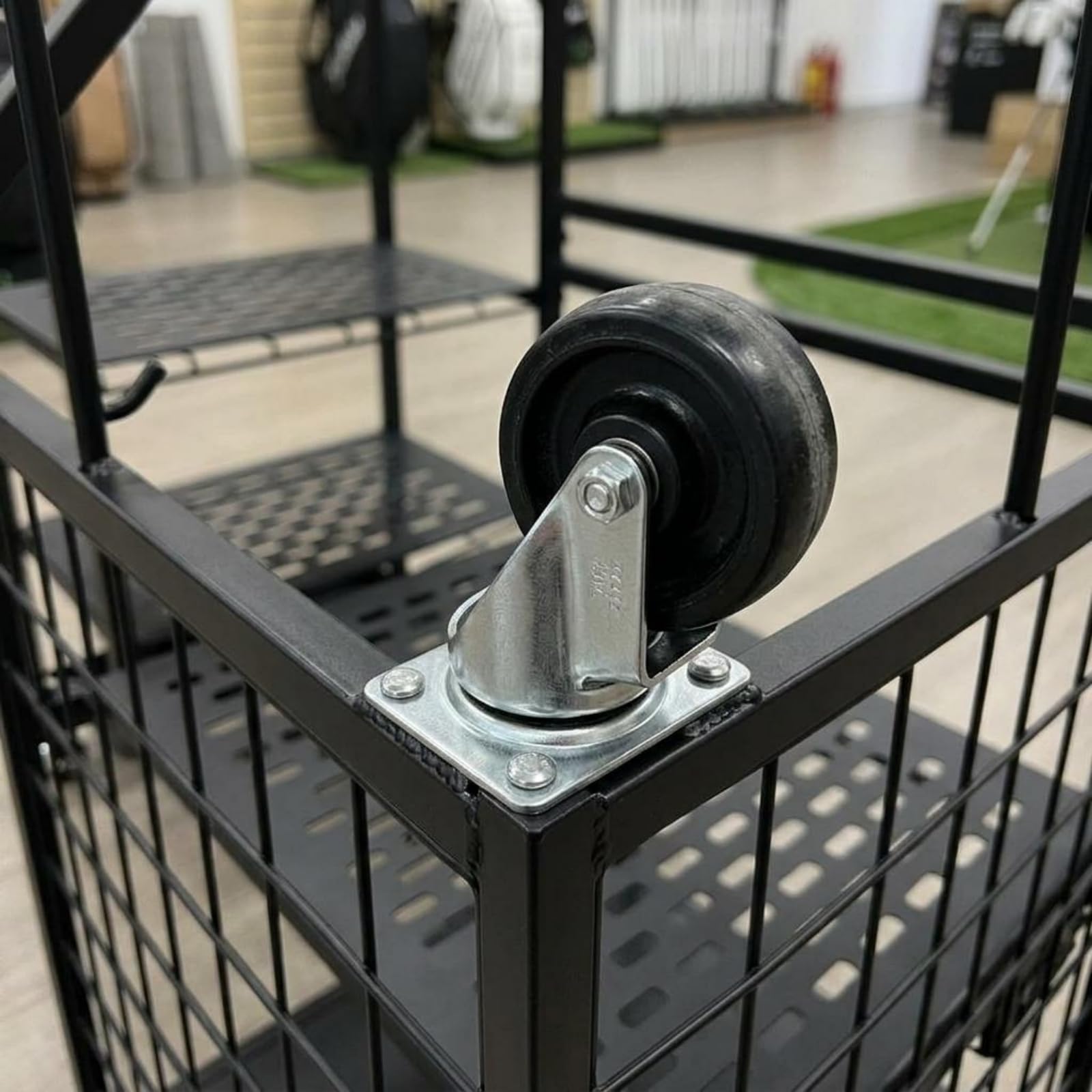 Golf Aufbewahrungsregal Golftasche Ständer Halter Organizer Ablage mit Rollen aus Eisen mit Wagenrollen für Flexibles Umstellen für Garage Heimlager Vereinsraum