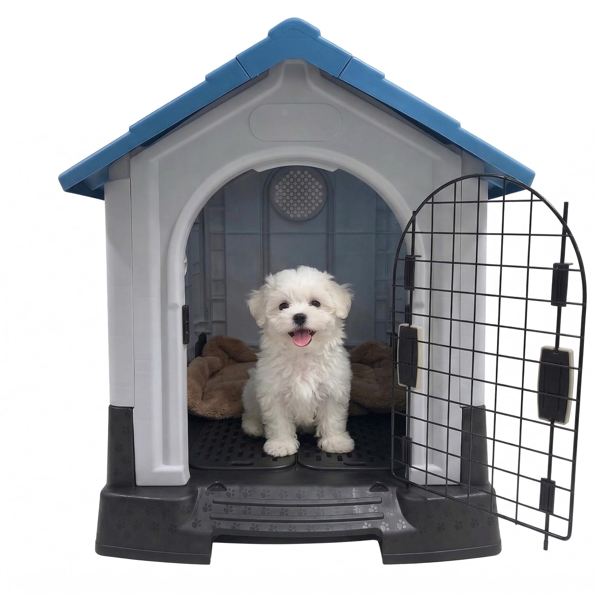Petarchi Dog House for Medium Dogs with Mat – Weatherproof, Durable, Easy-Clean Plastic Hut Shelter | Outdoor & Indoor Pet Kennel for Beagle, Cocker Spaniel, Indie & Small to Medium Breeds discount deal