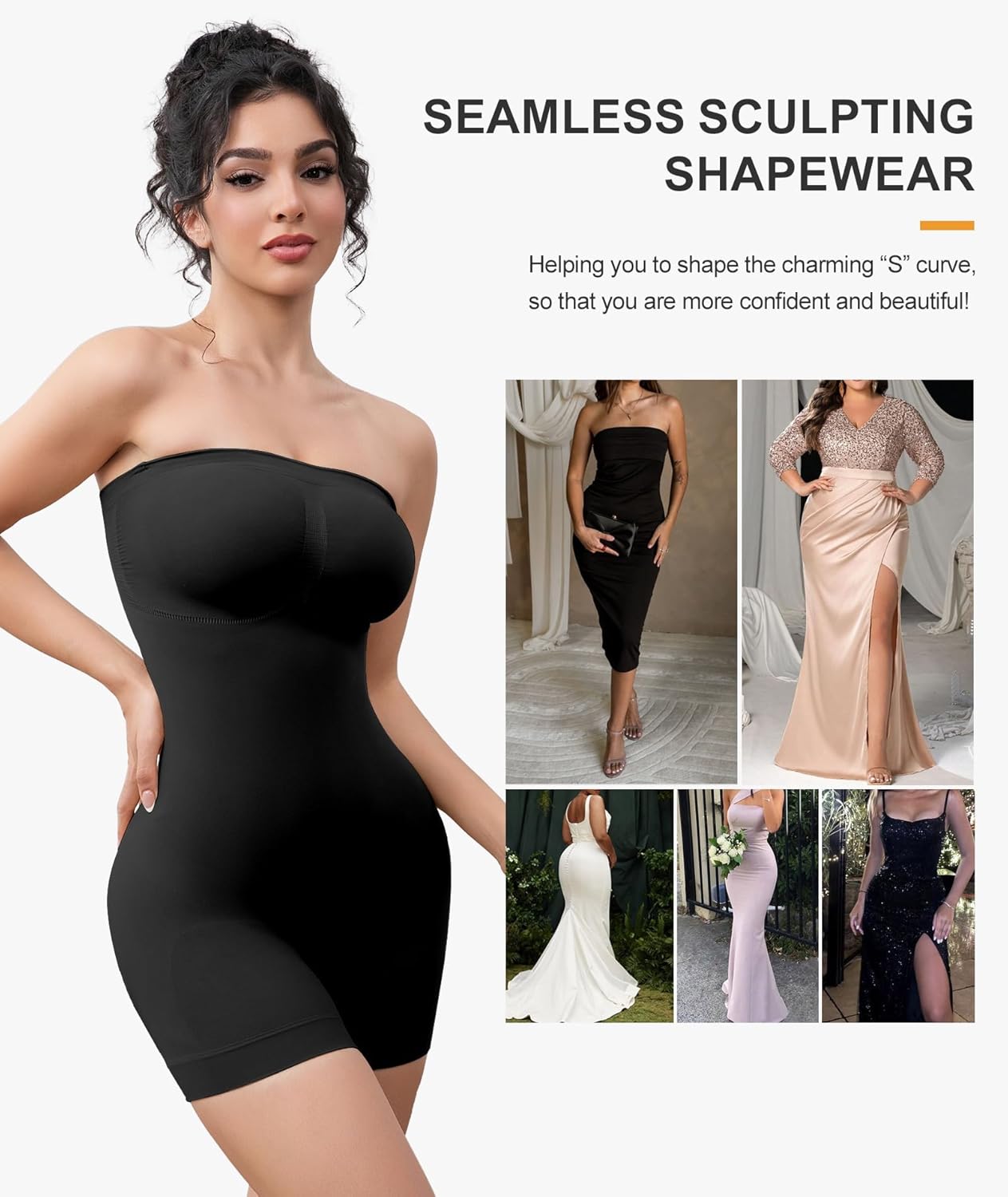 Women's Strapless Shapewear Bodysuit for Women Tummy Control Shapewear, Seamless Body Shaper with Removable Straps - Image 3