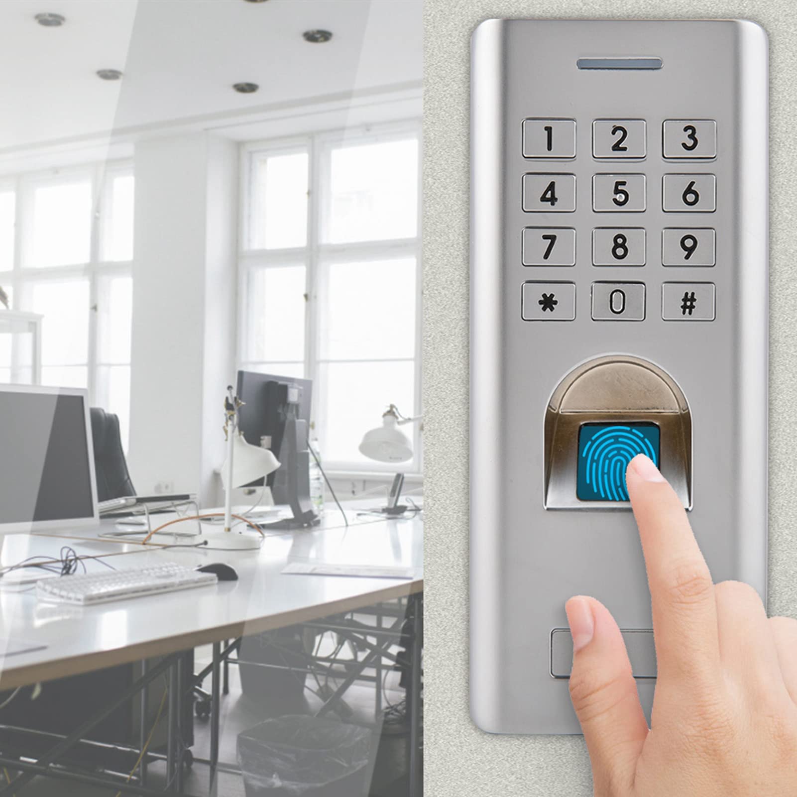 Lector de Huellas Dactilares a Prueba de Agua Contraseña Control de Acceso a Puerta Entrada de Seguridad con Teclado